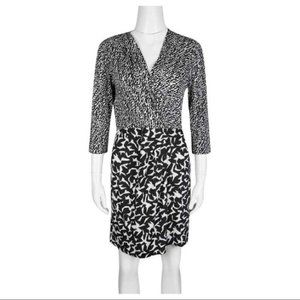 DVF Diane Von Furstenberg black and white silk dress